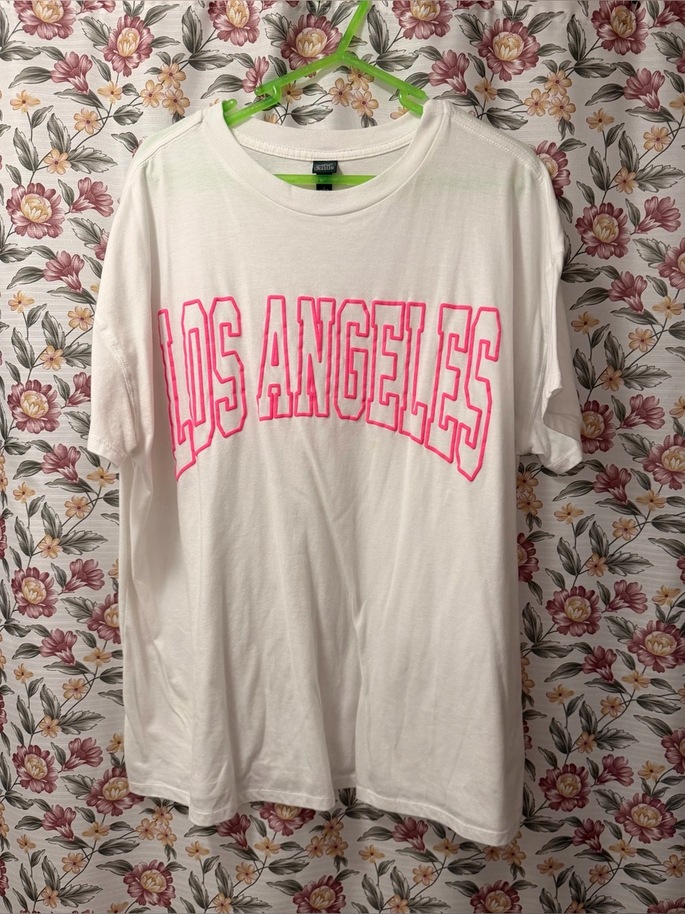 wild fable White T‑Shirt with Neon Pink "LOS ANGELES" Print